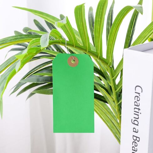 Koogel 120PCS Manila Paper Tags, Green Shipping Tags with Wire 4 3/4 x 2 3/8 inch Blank Hang Tags for Inventory Luggage Garage Organization in Saudi Arabia