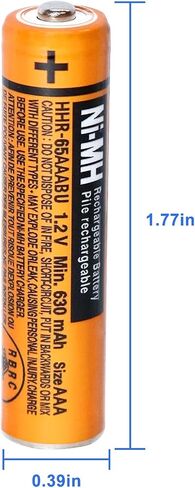 HHR-65AAABU NI-MH AAA Rechargeable Battery for Panasonic 1.2V 630mAh AAA Rechargeable Battery for Cordless Phones (630-8pcs) in Saudi Arabia