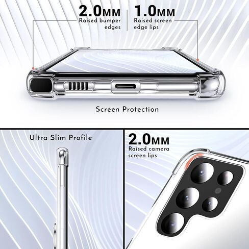 Silverback for Samsung Galaxy S22 Case Clear with Ring Stand, Shockproof Protective Slim Lightweight Phone Case for Galaxy S22 5G 6.1 Inch, Black Clear in Kuwait