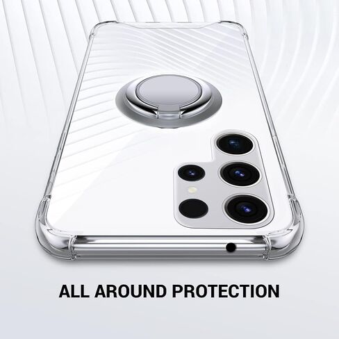 Silverback for Samsung Galaxy S22 Case Clear with Ring Stand, Shockproof Protective Slim Lightweight Phone Case for Galaxy S22 5G 6.1 Inch, Black Clear in Kuwait