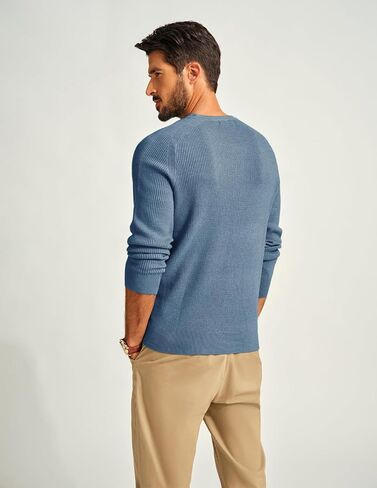 PJ PAUL JONES Mens Henley Sweaters Waffle Crewneck Pullover Sweaters Jumper Sweater in Saudi Arabia