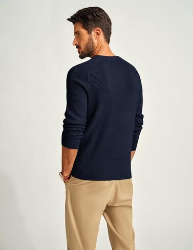 PJ PAUL JONES Mens Henley Sweaters Waffle Crewneck Pullover Sweaters Jumper Sweater in Saudi Arabia