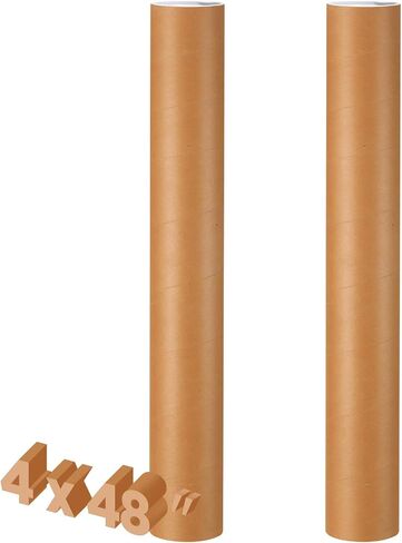 2 Pack 4 x 48 Inch Mailing Tubes 0.12" Thick Kraft Paper Poster Tube with Plastic Caps Shipping Tubes for Mailing Storing Rolled Goods Storage of Art Craft Document in Saudi Arabia