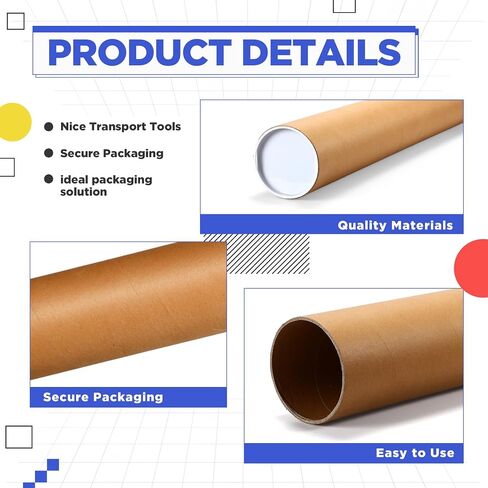 2 Pack 4 x 48 Inch Mailing Tubes 0.12" Thick Kraft Paper Poster Tube with Plastic Caps Shipping Tubes for Mailing Storing Rolled Goods Storage of Art Craft Document in Saudi Arabia