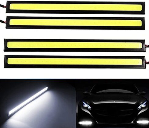 17 سم شاحنات السيارات العالمية ضوء النهار الجري الخفيف مصباح فائق السطوع 12 فولت شرائط LED مقاومة للماء COB DRL سيارة LED ضوء الضباب (أبيض) in Kuwait