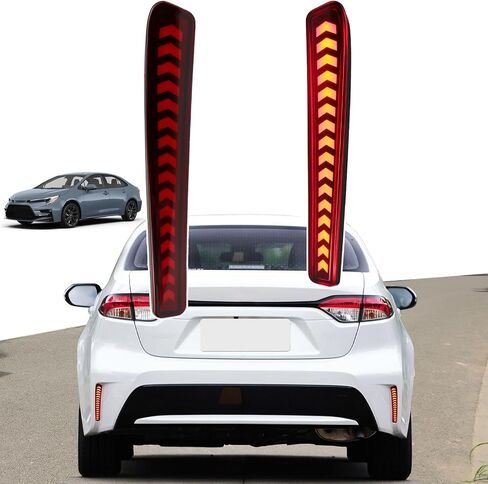 LED Rear Reflector Fog DRL Kit for Toyota Corolla 2021 2022 2023 L LE XLE Daytime Running Light，Dynamic Sequential Turn Signal Lights (Red shell) in Saudi Arabia