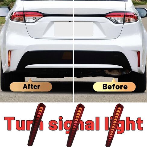LED Rear Reflector Fog DRL Kit for Toyota Corolla 2021 2022 2023 L LE XLE Daytime Running Light，Dynamic Sequential Turn Signal Lights (Red shell) in Saudi Arabia