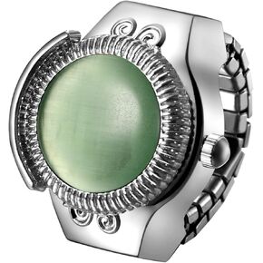 Lancardo Elastic Ring Watch: Quartz Analog Silver Stretch Band Bling Cat Eye Crystal Openable Case Finger Watch Men Women Christmas Birthday