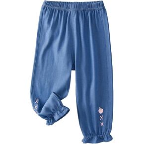 Toddler Girls Flare Pants with Ruffle Girls Pull On Lightweight Baggy Wide Leg Bell Bottoms Cute Pants 2-12 Years