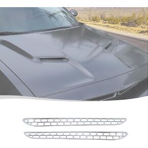 Voodonala for Dodge Challenger 2015-2024 Hood Vent Mesh Cover Compatible with Dodge Challenger 2015-2024 (Chrome,2pcs,ABS)