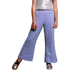 Perfashion Girls Sequin Bell Bottom Pants Disco Sparkly Flare Pants Kids Dance Trousers with Pockets 6-15Y