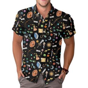 Video Game Print Men's Button Shirt, Aloha Gaming Casual Hawaiian Shirt, Summer Gifts, Birthday Gifts