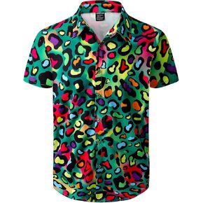 LINOCOUTON Men's Holiday Hawaiian Button Down Short Sleeve Shirt