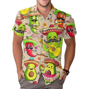 Funny Mexico Print Casual Hawaiian Shirt, Holiday Mexican Button Shirt, Summer Gifts, Birthday Gifts in Kuwait