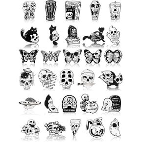 Ferraycle 30 Pcs Enamel Pin Set Enamel Pin for Backpack Halloween Enamel Pin Skull Horror Enamel Lapel Pin Steampunk Pin