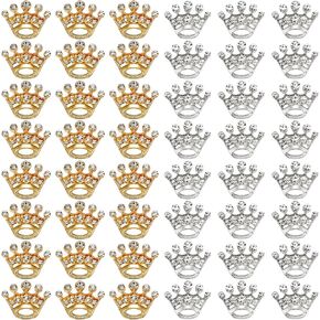 Okllen 48 Pieces Small Crown Brooches, Silver Gold Crown Pins, Fashion Rhinestone Brooch Pins for Women, Men, Lapel, Sashes, Wedding