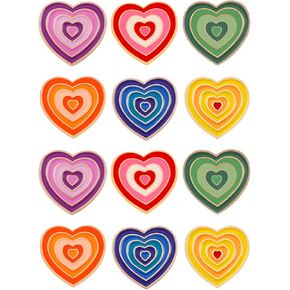 12 Pcs Rainbow Color Heart Enamel Pins Cute Rainbow Gradient Heart Shape Brooch Fashion Shiny Brooch for Any Special Occasions
