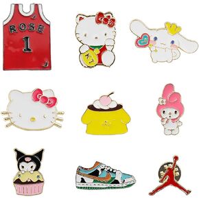9 Pcs Mixed Enamel Brooch Pins Cute Hard Enamel Lapel Pins Enamel Pin Art Badges Brooch Decoration Lapel Pin Clothes Backpacks Bags Jackets Accessories Birthday Christmas Festival Gift