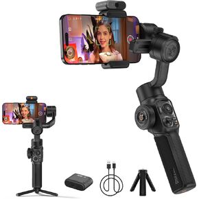 ZHIYUN Smooth 5S AI Combo Orthogonal 3-Axis Structure Handheld Gimbal Stabilizer with Magnetic Al Tracking Module for iPhone Smartphone Cell Phone for Video Recording Vlog Filming