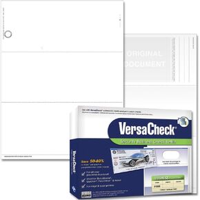 VersaCheck UV Top Secure (DNA) Checks - 250 Blank Business Voucher Checks - White Canvas - 250 Sheets Form #1000 - Check on Top