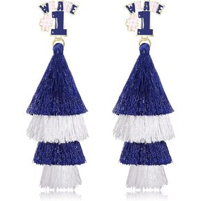 Game Day Earrings Sport Football Tassel Drop Earrings Fun Team Color Statement Earrings Game Day Team Supports Fan Jewelry Gift