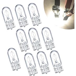 10 PCS Flat Foot T10 Car Small Light, High Transmittance Instrument Light, Halogen Width Indicator Light, Universal for Most Cars, Trucks and Vans (White #03)