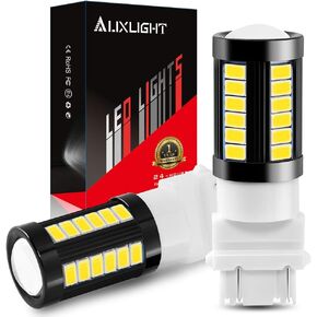 3157 3156 T25 3056 4157 1400 Lumens Super Bright Low Power LED Light Bulbs Replacements for Brake Stop Tail Turn signal Blinker Lights, Brilliant Red (Pack of 2)