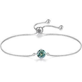 925 Sterling Silver Moissanite Bracelet for Women,1CT D Color VVS1 Diamond,Adjustabale 14K White Gold Box Chain(Fully Adjustable Up to 8.3 Inch/21cm),Perfect Jewelry Gifts