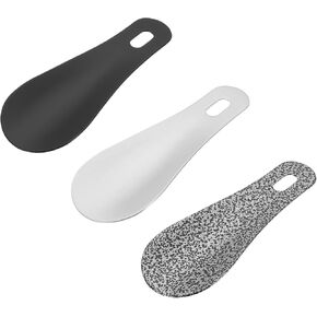 PATIKIL 4in Shoe Horn, 3Pcs Stainless Steel Shoe Helper with Leather Strap, Metal Shoe Horns for Women Men Adults Seniors Boots, Multicolored