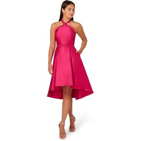 Adrianna Papell Women's Halter Hi Low Mikado Dress