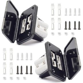 50A Plug Mounting Panel with Dust Cover Compatible with Anderson SB50 Series Dual Hole Base Connectors Flush Mount Recessed Plate, 50Amp Socket Panel for Caravans Ship 12-24V DC (2)