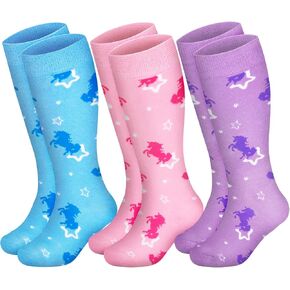3 Pairs Kids Toddler Soccer Socks for Girls Soccer Athletic Socks Youth Football Socks Toddler Knee High Socks Kids
