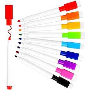 Magnetic Dry Erase Markers, 9Pcs Fine Tip Point Whiteboard Markers with erases White Board Dry Markers for Kids Teachers Office School Supplies