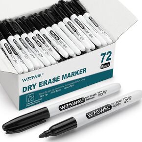 Dry Erase Markers Bulk, 72 Pack Black Fine Tip Whiteboard Markers, Fine Point Whiteboard Marker, Low Odor Back To School Dry Erase Markers for School Office Home