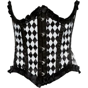 Daisy corsets Womens Top Drawer Steel Boned Diamond Print Underwire Curvy Cut Waist Cincher Corset