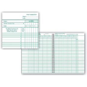 Hammond & Stephens Class Record Book, 40 Students and 8 Subjects, 9/10 Week