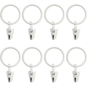 20 Pcs 32mm Metal Curtain Ring Clips Drapery Rod Clips Eyelet Curtain Hooks Window Draper Hangers Window Hardware Clip Rings White