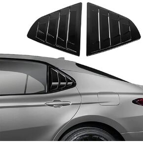 Rear Side Window Louvers Air Vent Scoop Shades Cover Blinds Compatible with Toyota Camry 2018 2019 2020 2021 2022 2023 (Glossy Black)