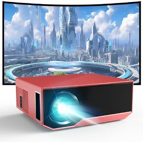 جهاز عرض مزود بتقنية WIFI وبلوتوث، جهاز عرض أفلام محمول خارجي بسعة 15000 لتر متوافق مع أجهزة Android/iOS/Windows/TV Stick/HDMI/USB (أحمر) in Kuwait