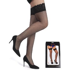 ohyeah Women Sheer Plus Size Thigh High Stockings Silicone Stay Up Lingerie Lace Top Pantyhose Nylon Hosiery