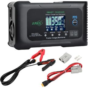 شاحن بطارية ليثيوم 25 أمبير، شاحن بطارية Lifepo4 الذكي 12 فولت و24 فولت، شاحن بطارية السيارة، شاحن قليل، شاحن الدورة العميقة مع قابس طراز SB-50 ومشبك التمساح in Kuwait