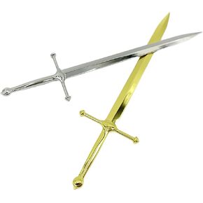 2 Pack Vintage Sword Letter Opener Metal Paper Cutting Tool for Mail Envelope Gold Silver