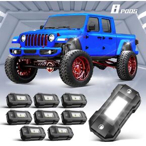 أضواء الصخور LED بيضاء 20 كبسولة لسيارة شاحنة SUV الطرق الوعرة قارب درب تلاعب مصباح فائق السطوع أبيض نقي مقاوم للماء LED ضوء تحت التوهج لـ ATV UTV