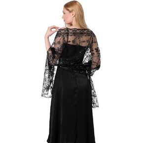 المرأة التألق 1920s وشاح شال شبكة الترتر الزفاف كيب مهدب مساء يلتف شالات