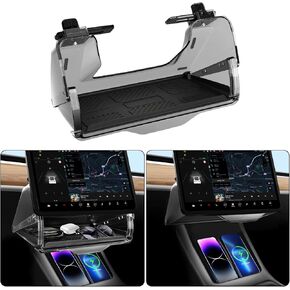 New Upgrade Hideable Under Screen Storage for Tesla Model Y/3 2016-2024, Knob Locking Center Console Organizer Tray with Anti-slip Pad , Sunglass Card Holder, Model Y Model 3 Interior Accessories