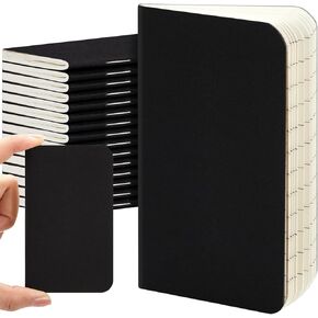 Outus Pocket Notebook Mini Journal 2.5" x 4" Kraft Paper Mini Notebooks Bulk Softcover Pocket Notepad Memo Diary Subject Notebooks for Traveler Worker(Black,Blank Style)