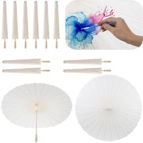 12PCS Paper Umbrellas,33 Inches Paper Umbrellas Paper Decorative Chinese Japanese Parasol Umbrella DIY Oiled Paper Painting Umbrellas Crafts for Wedding Bridal Party Decor