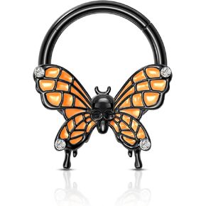 Halloween Septum Rings 16G Black Septum Jewelry Colorful Helix Daith Earrings for Women Cute Helix Daith Piercing Jewelry Stainless Steel