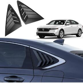Thenice for 11th Gen Accord Racing Style Rear Side Window Louvers Blinds Air Vent Scoop Shades Cover Compatible with Honda Accord 2023 2024 -Piano Black