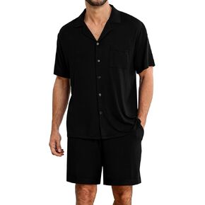 SWOMOG Mens Pajamas Set 2 PCS Short Sleeve Pajamas Button Doen Pjs Sets V Neck Casual Sleepwear Loungewear with Pockets